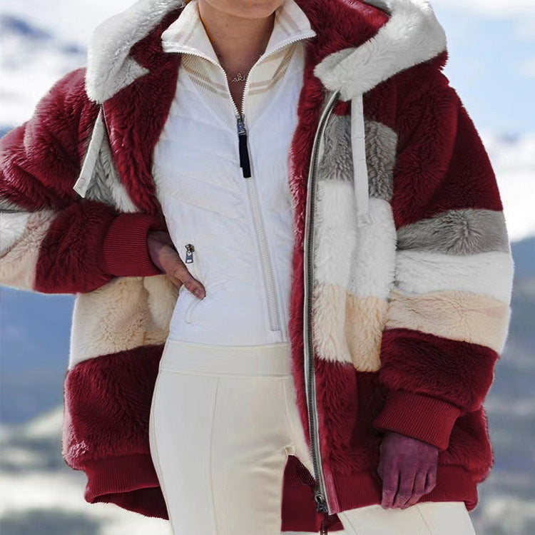 Winter Thick Warm Teddy Coat Woman Lapel Long Sleeve Fluffy Hairy Fake Fur Jackets Female Button Pockets Zipper Overcoat - Onouthati