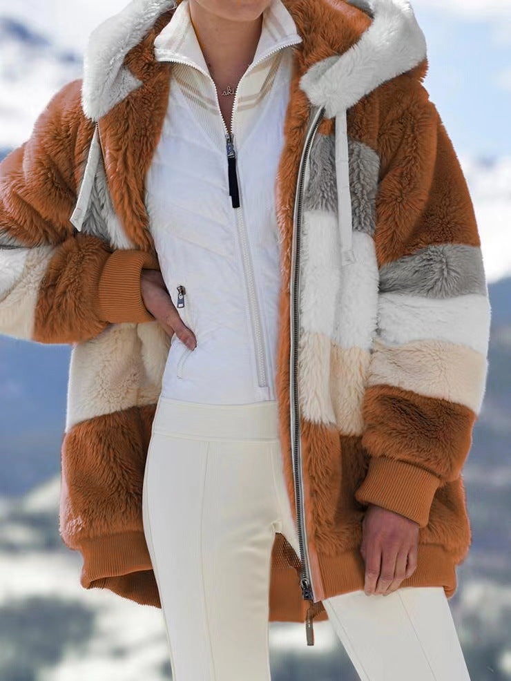 Winter Thick Warm Teddy Coat Woman Lapel Long Sleeve Fluffy Hairy Fake Fur Jackets Female Button Pockets Zipper Overcoat - Onouthati