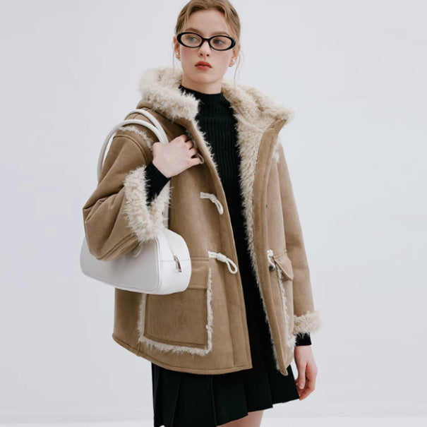 Maillard Short And Long Suede Faux Fur Plush Coat - Onouthati