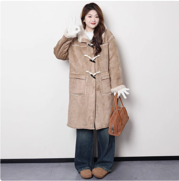 Maillard Short And Long Suede Faux Fur Plush Coat - Onouthati