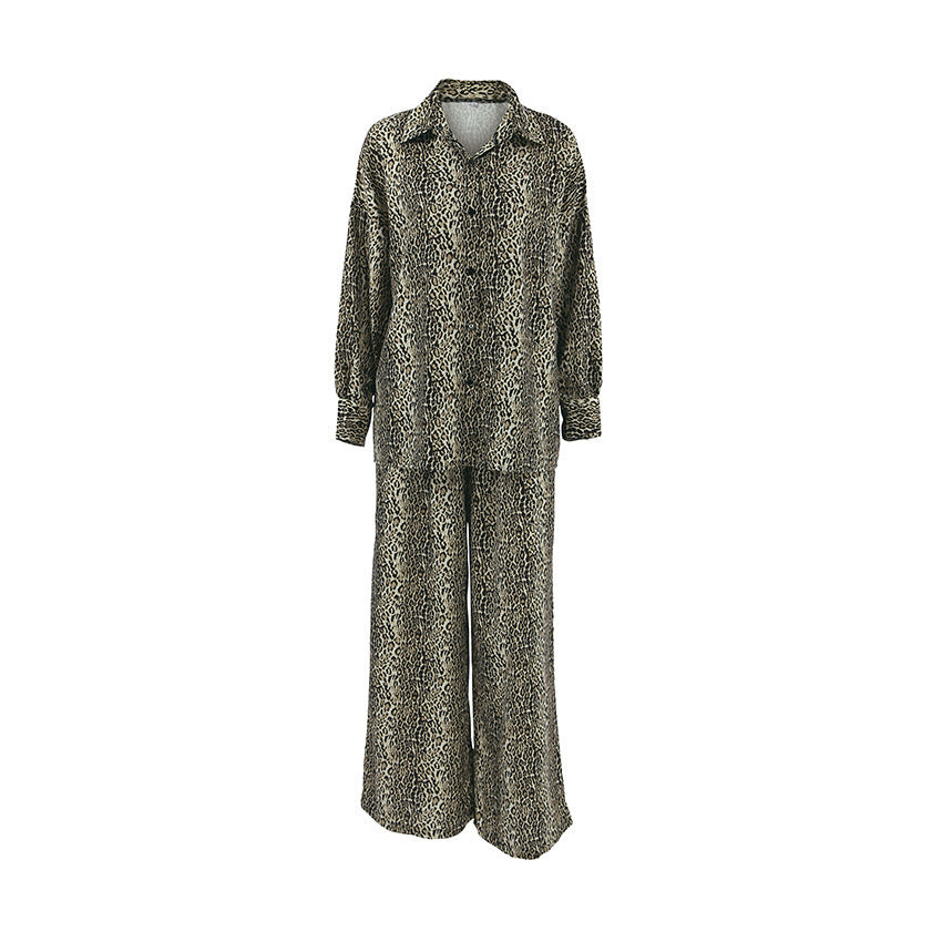 Fashionable Leopard Print Loose Ice Silk Pajamas For Women - Onouthati