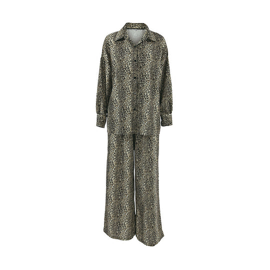 Fashionable Leopard Print Loose Ice Silk Pajamas For Women - Onouthati