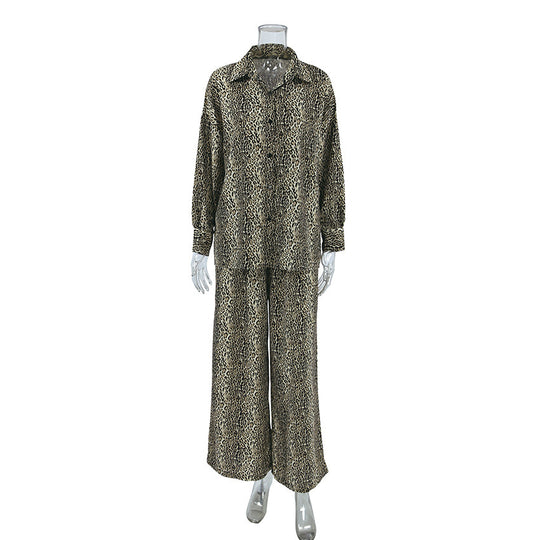 Fashionable Leopard Print Loose Ice Silk Pajamas For Women - Onouthati