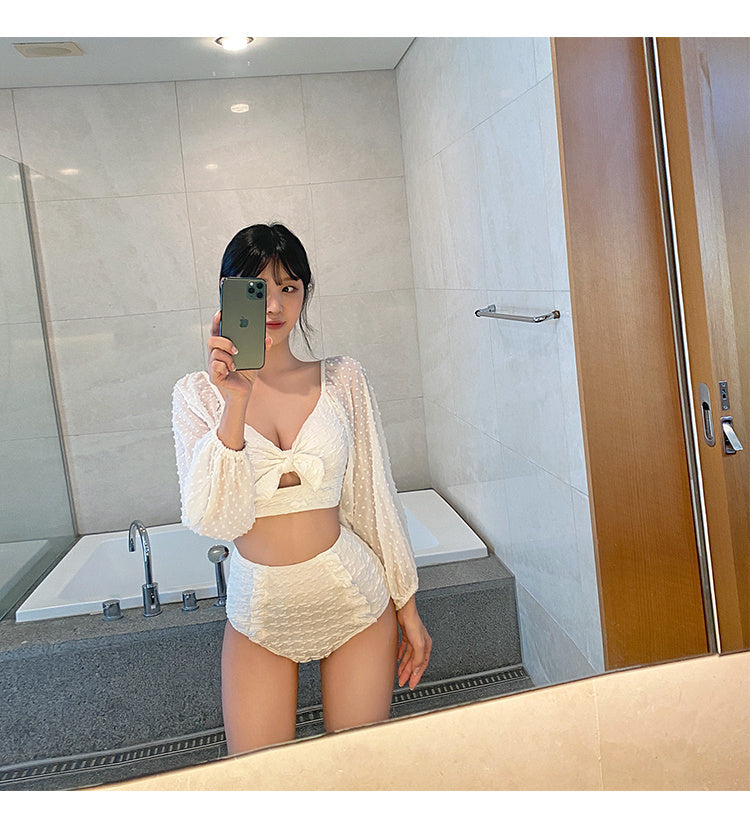 Fashion Lace Long Sleeve Sunscreen Bikini - Onouthati