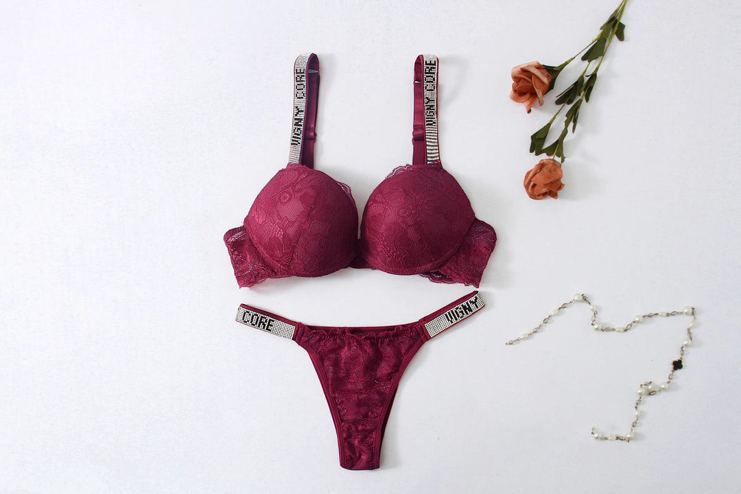 Autumn Moderate Lift Gathered With Steel Ring Underwear Lace Double Breasted Bra Underwear Set - Onouthati