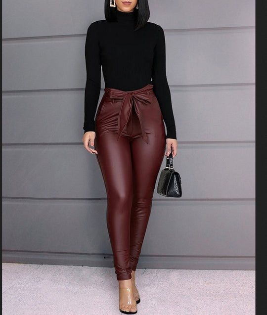 Tight pu leather leggings - Onouthati