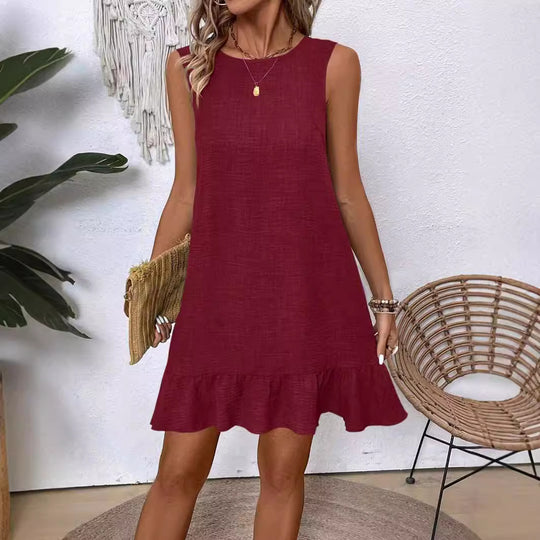 Summer Ruffle Dress Fashion Loose Sleeveless Straight Beach Dresses For Women - Onouthati