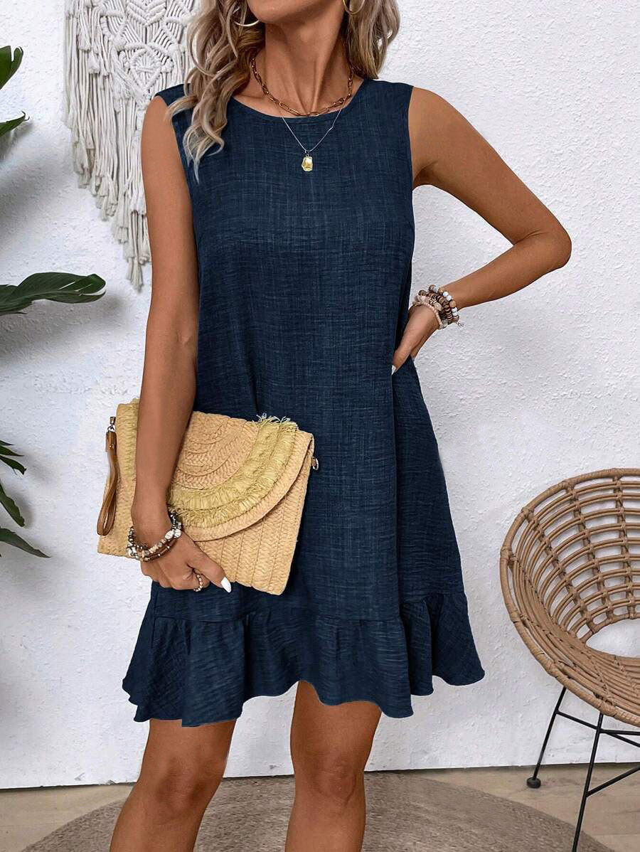 Summer Ruffle Dress Fashion Loose Sleeveless Straight Beach Dresses For Women - Onouthati