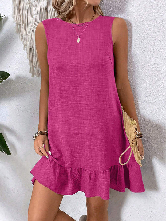 Summer Ruffle Dress Fashion Loose Sleeveless Straight Beach Dresses For Women - Onouthati