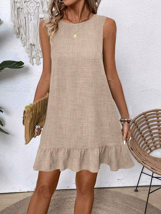 Summer Ruffle Dress Fashion Loose Sleeveless Straight Beach Dresses For Women - Onouthati