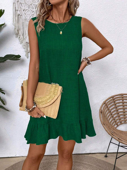 Summer Ruffle Dress Fashion Loose Sleeveless Straight Beach Dresses For Women - Onouthati