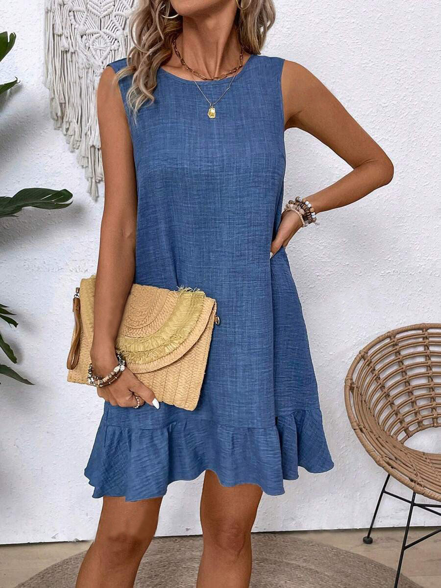 Summer Ruffle Dress Fashion Loose Sleeveless Straight Beach Dresses For Women - Onouthati