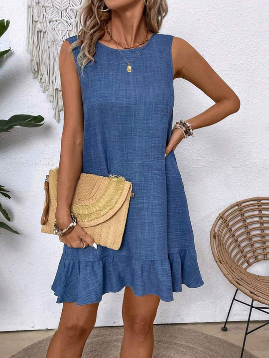 Summer Ruffle Dress Fashion Loose Sleeveless Straight Beach Dresses For Women - Onouthati