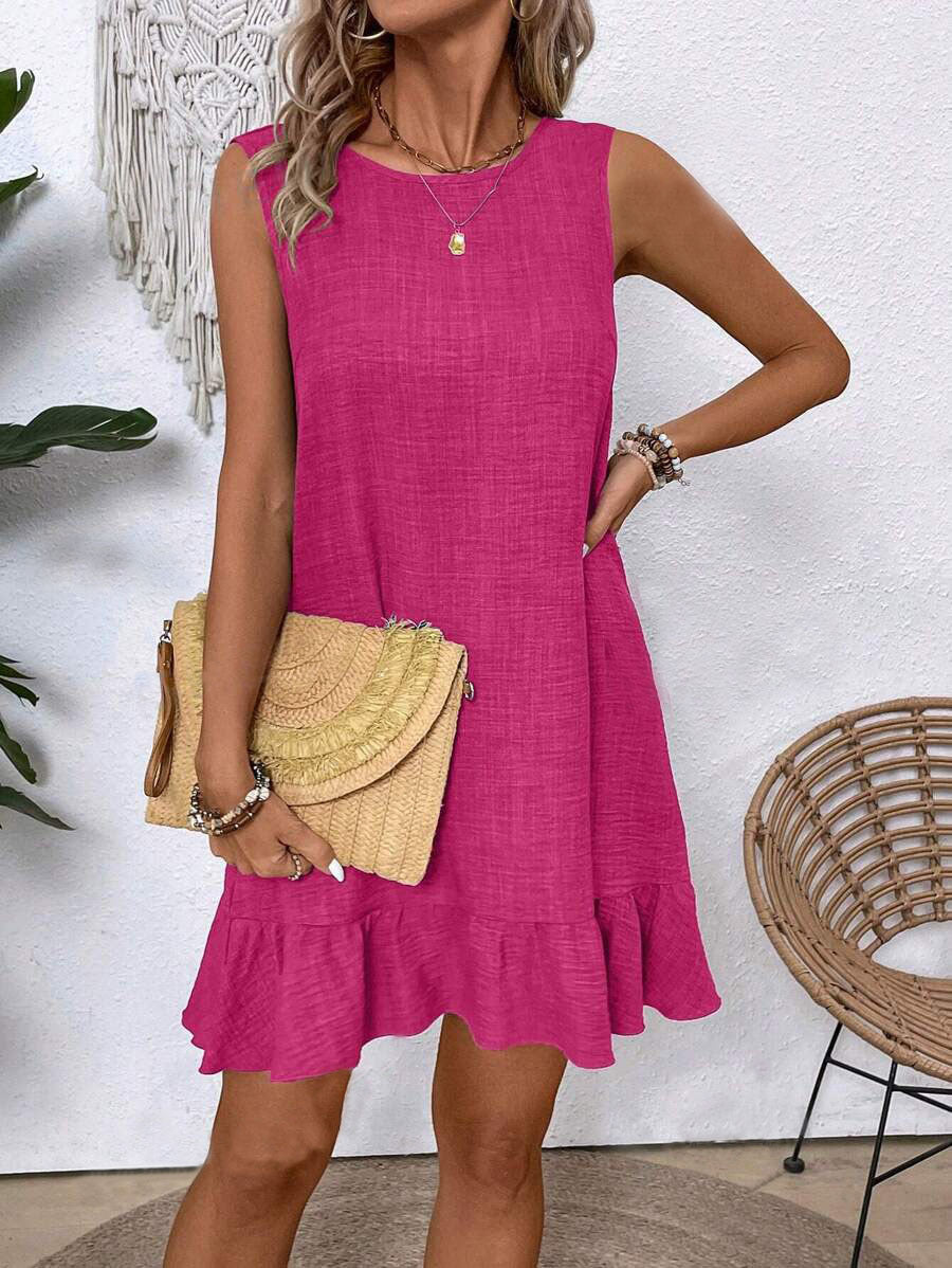 Summer Ruffle Dress Fashion Loose Sleeveless Straight Beach Dresses For Women - Onouthati