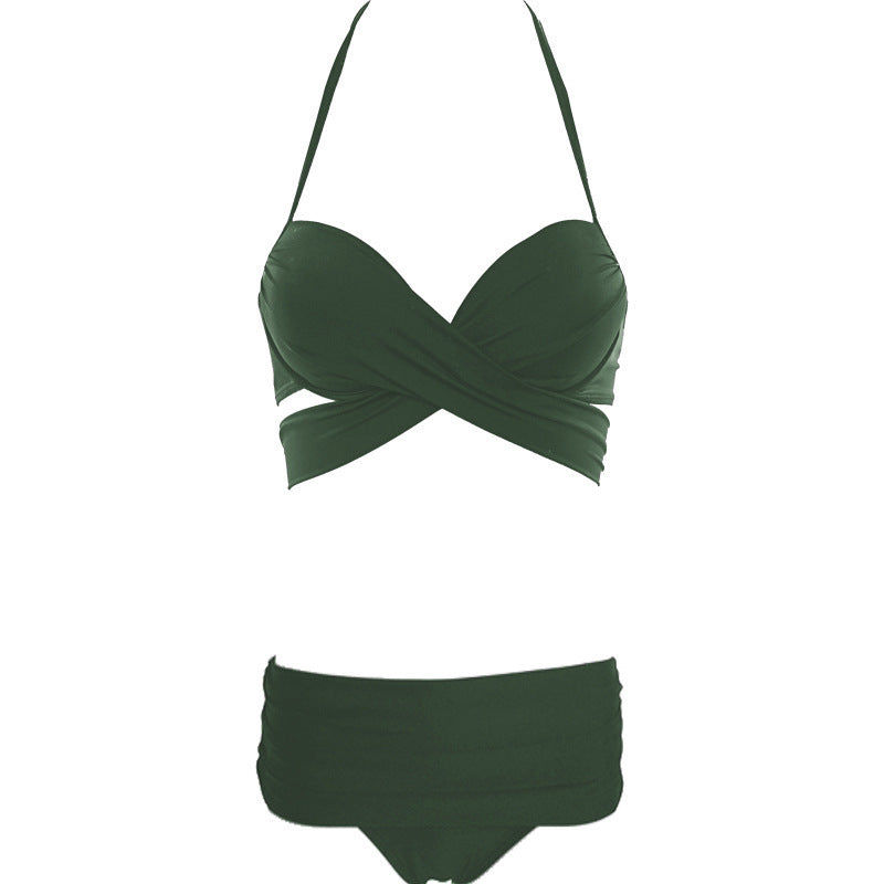 Bikini Swimsuit Women's  Straps Split High Waist Three-point Style - Onouthati