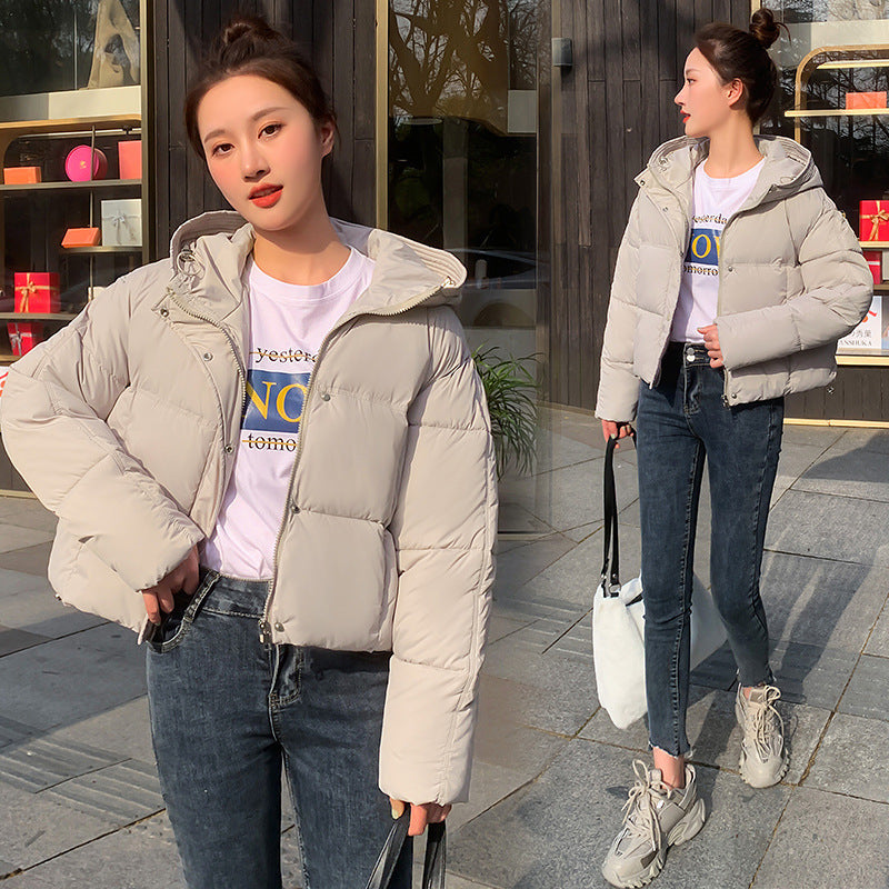 Women's Simple Casual Hooded Short Down Jacket - Onouthati