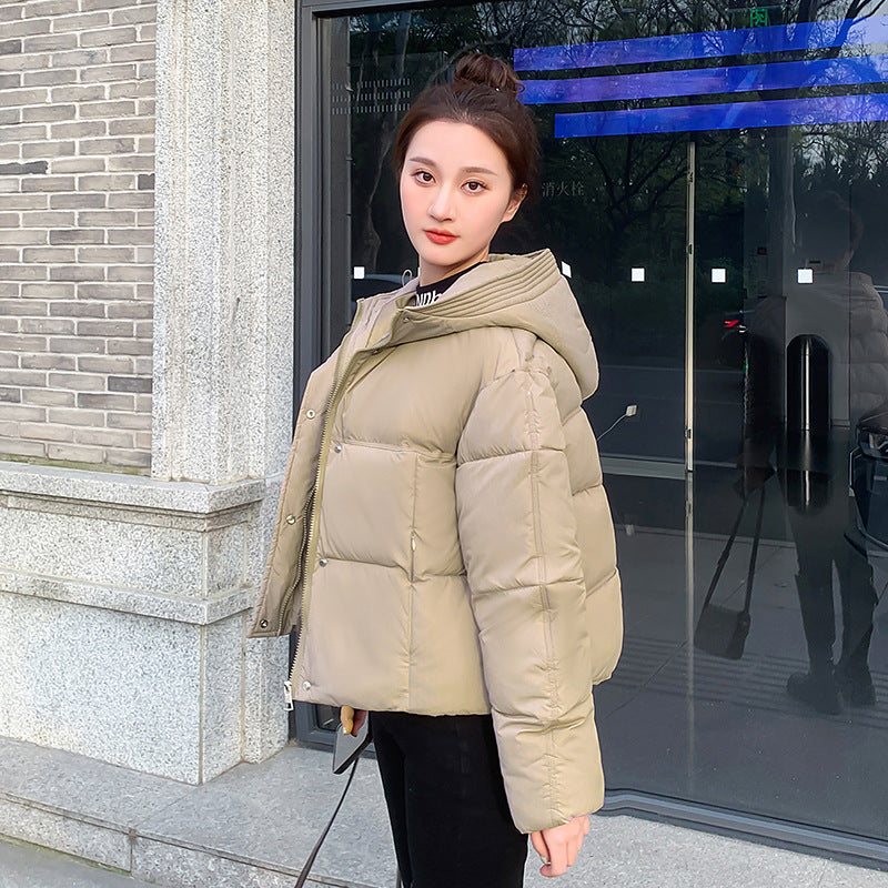 Women's Simple Casual Hooded Short Down Jacket - Onouthati