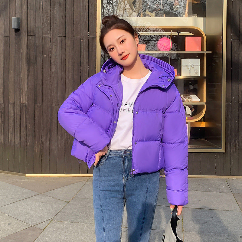 Women's Simple Casual Hooded Short Down Jacket - Onouthati