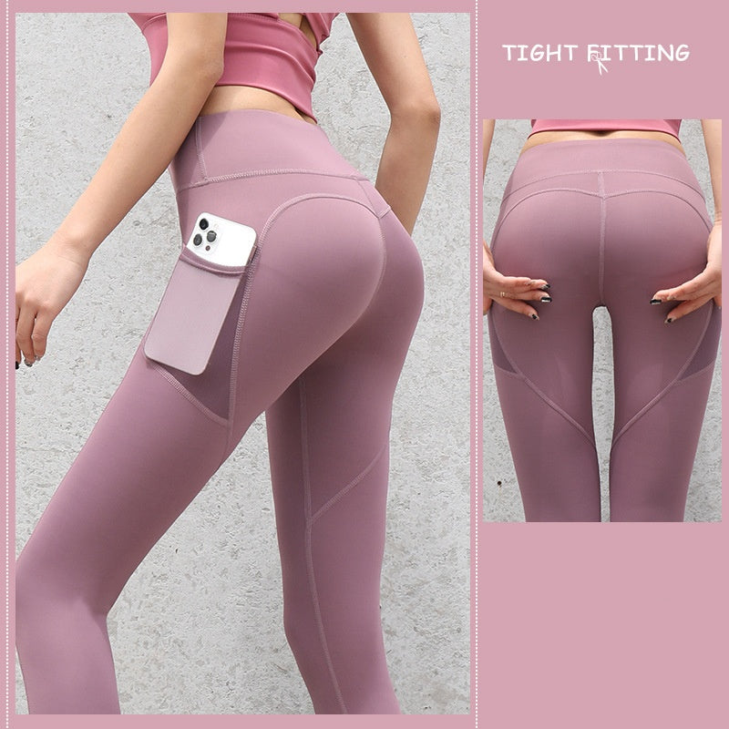 Gym Sport Seamless Leggings With Pockets Push Up High Waist Pants Women Fitness Running Yoga Pants Gym Sport Seamless Leggings - Onouthati