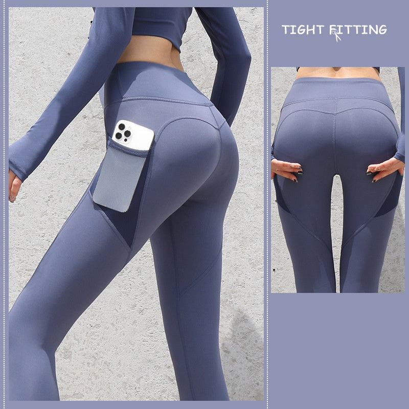 Gym Sport Seamless Leggings With Pockets Push Up High Waist Pants Women Fitness Running Yoga Pants Gym Sport Seamless Leggings - Onouthati