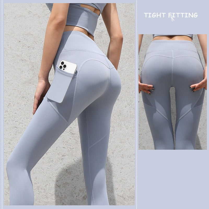 Gym Sport Seamless Leggings With Pockets Push Up High Waist Pants Women Fitness Running Yoga Pants Gym Sport Seamless Leggings - Onouthati