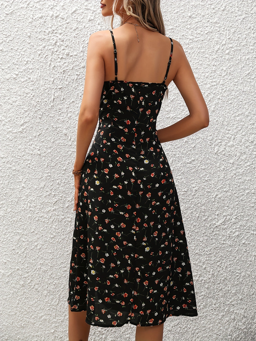 New Polka Dot Print Suspender Dress Summer Sexy Split Long Dresses For Womens Clothing - Onouthati