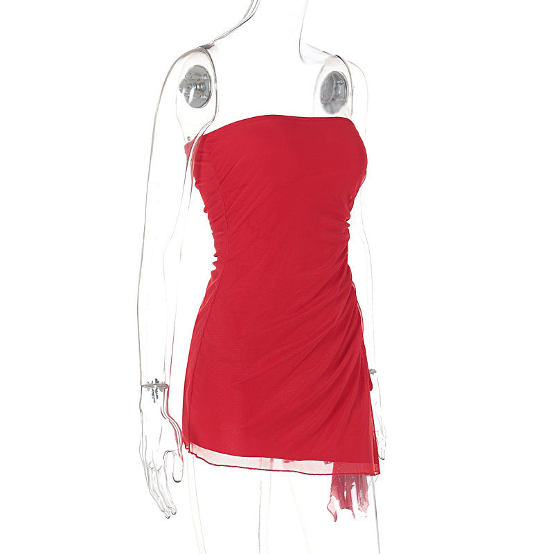 Y2K Tube-top Split Dress Summer Ins Fashion Backless Short Dresses For Women - Onouthati