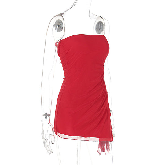 Y2K Tube-top Split Dress Summer Ins Fashion Backless Short Dresses For Women - Onouthati