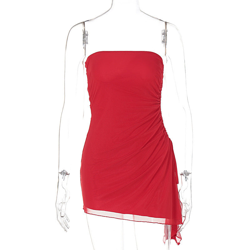Y2K Tube-top Split Dress Summer Ins Fashion Backless Short Dresses For Women - Onouthati