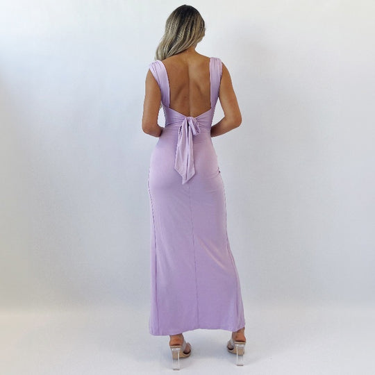 Slim Sleeveless Slit Dress With Back Tie Design Fashion Temperament Dresses For Women Clothing - Onouthati