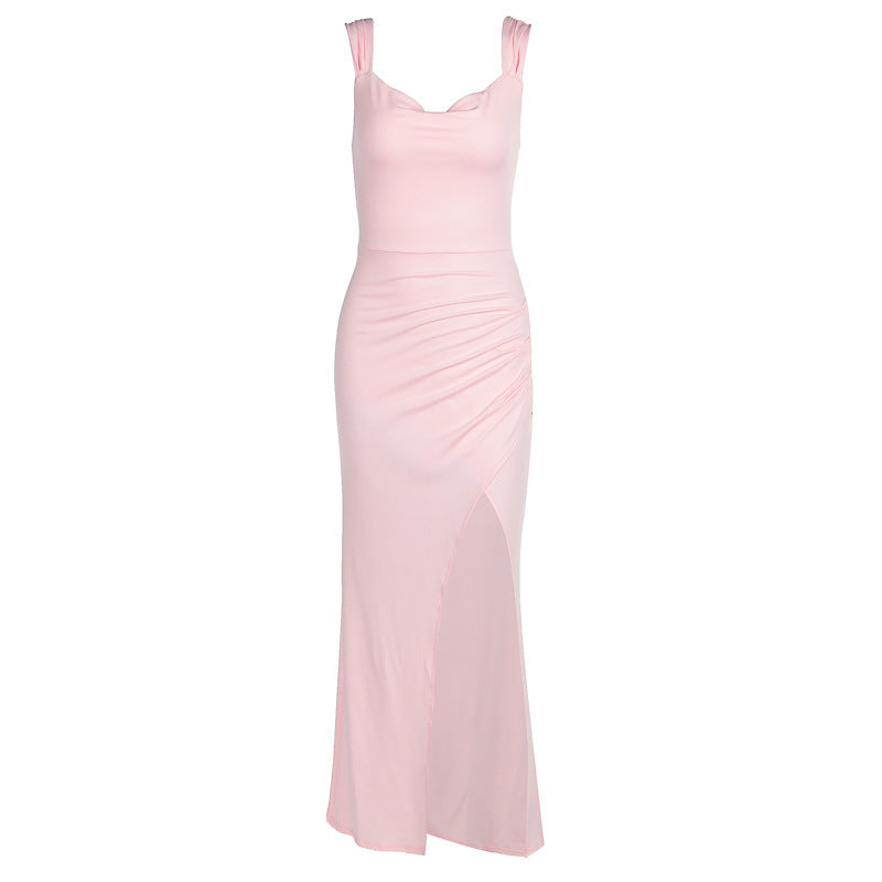 Slim Sleeveless Slit Dress With Back Tie Design Fashion Temperament Dresses For Women Clothing - Onouthati