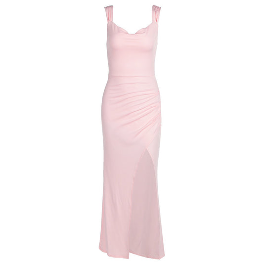 Slim Sleeveless Slit Dress With Back Tie Design Fashion Temperament Dresses For Women Clothing - Onouthati