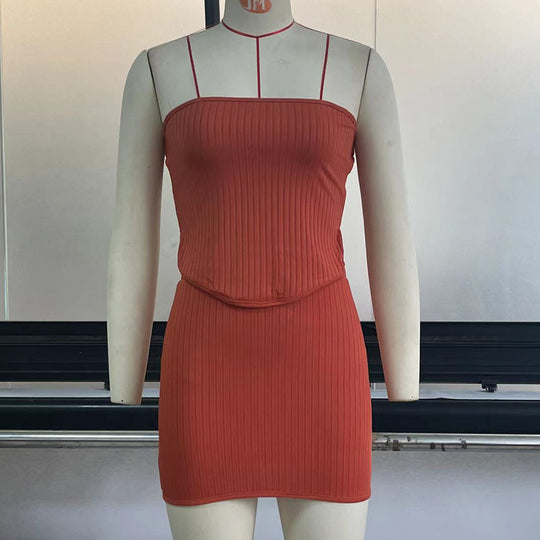 Womens Suit Sexy Summer Two Piece Outfits Crop Tops Bodycon Skirt Sets Mini Dress - Onouthati