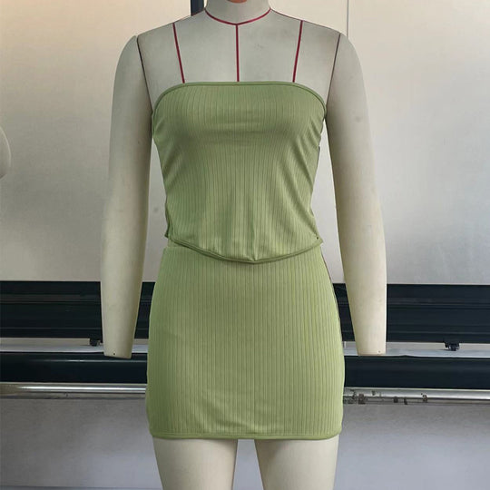 Womens Suit Sexy Summer Two Piece Outfits Crop Tops Bodycon Skirt Sets Mini Dress - Onouthati